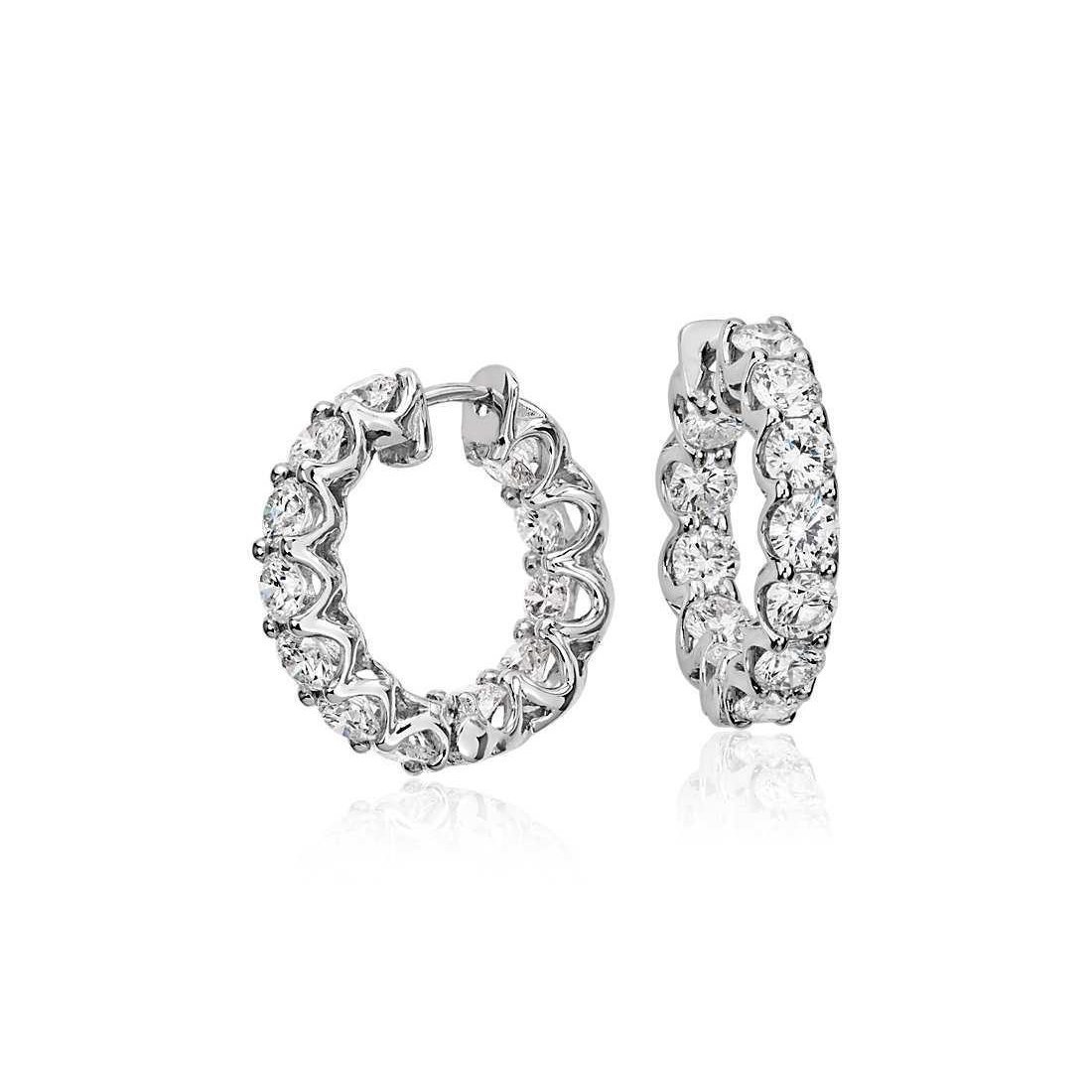 59391 Sparkling Round Brilliant Cut 3.60 CT Diamonds Lady Hoop Earrings