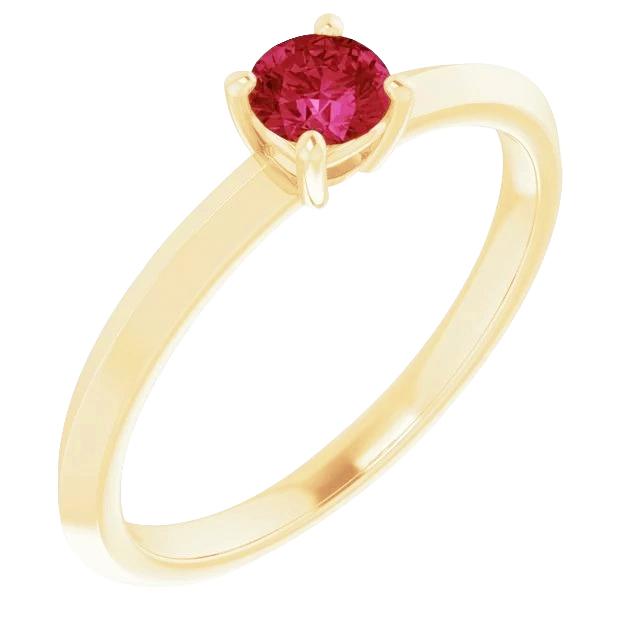 60181 1.25 CT Solitaire Ruby Ring, 14K Yellow Gold - Size 6.5
