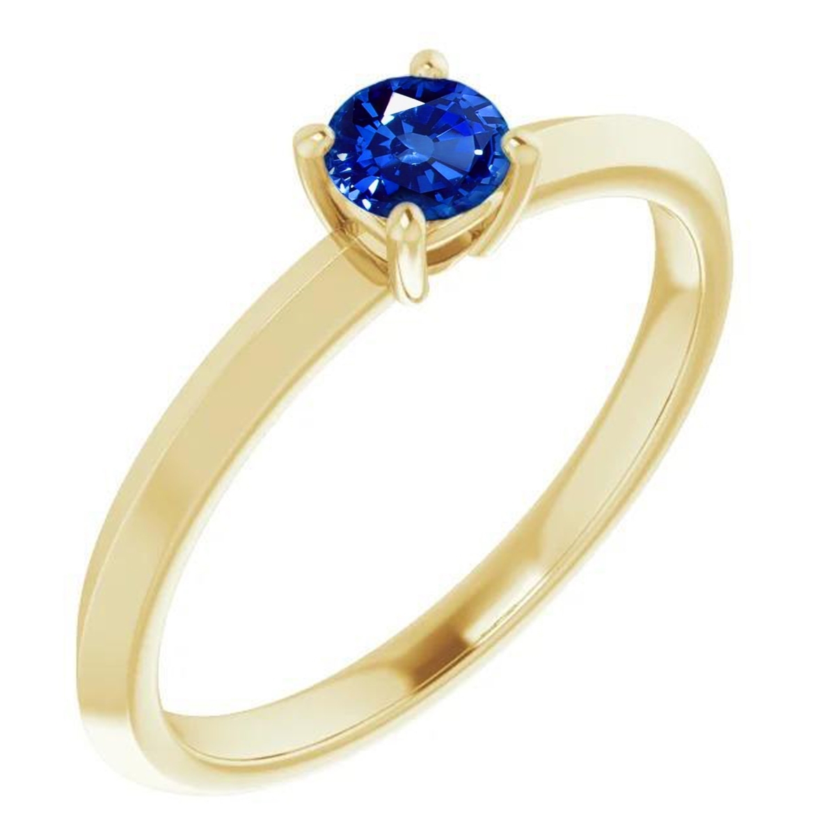 60182 Blue Sapphire 1.25 CT 14K Yellow Gold Solitaire Ring, Size 6.5