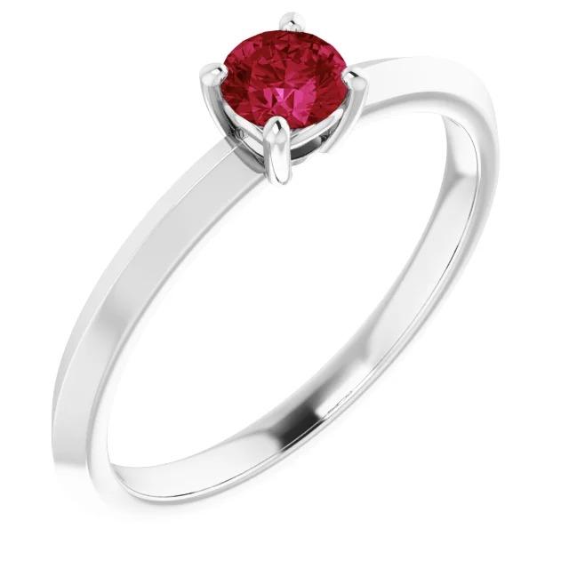 60198 Solitaire Ruby 1.25 CT 4 Prong Setting Ring, Size 6.5