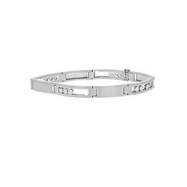 60211 175 CT Round Cut Diamond Mens Bracelet 14K White Gold