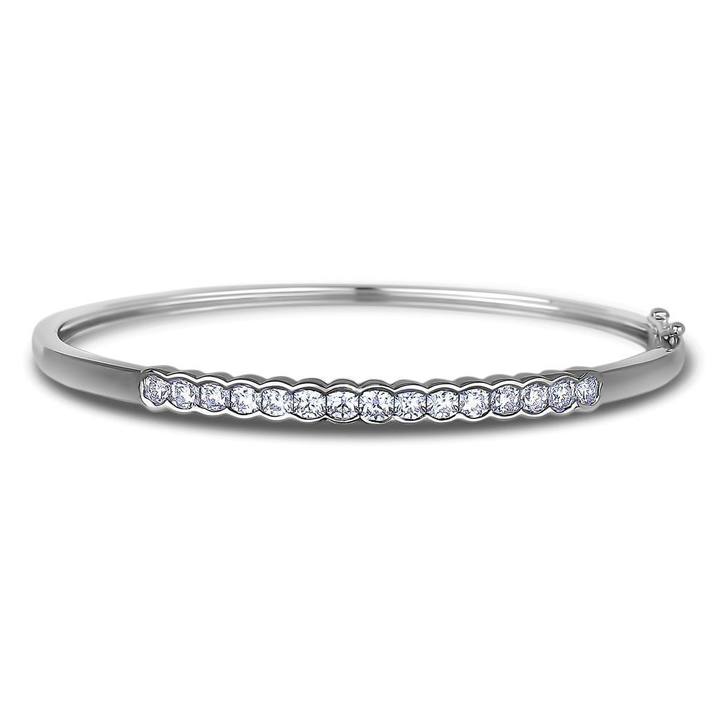 60224 Sparkling 3 CT Round Diamond Ladies Bangle, 14K White Gold