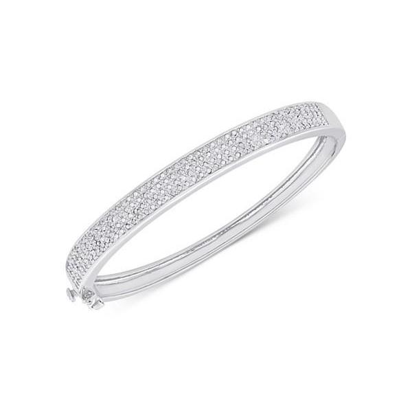 60230 4 CT Round Cut Diamonds Bangle 14K White Gold