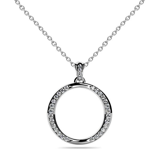 61023 4 CT Gorgeous Round Cut Diamonds Circular Pendant Necklace, White Gold