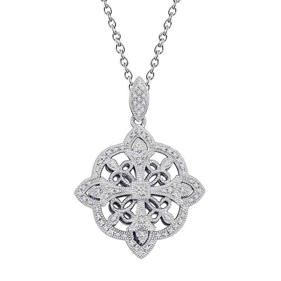 61024 6 CT Round Cut Diamonds Pendant Necklace, 14K White Gold