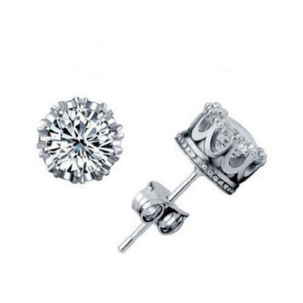 61026 Round Brilliant Cut 2.50 CT Diamonds Womens Stud Earring, White Gold