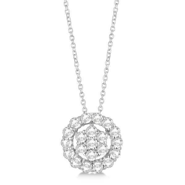 61027 3.15 CT Round Brilliant Cut Diamonds Necklace Pendant, 14K White Gold