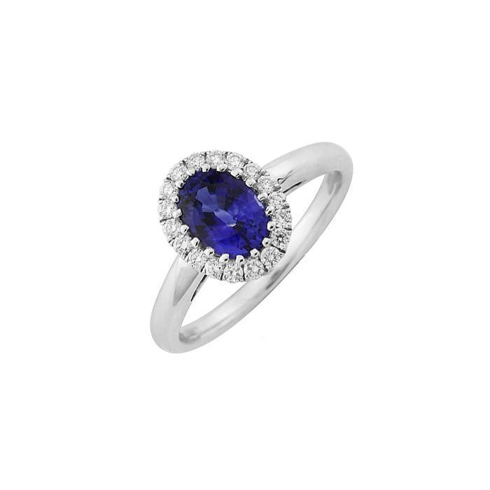 61077 2.50 CT Sri Lanka Blue Sapphire Diamonds Ring, 14K White Gold - Size 6.5