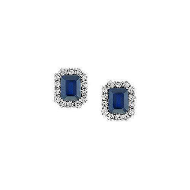 2 CT Womens Sri Lanka Blue Sapphire Round Diamond Stud Earrings