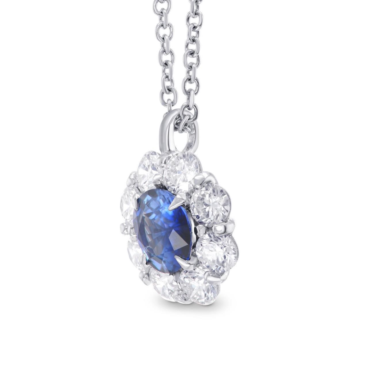 Picture of Harry Chad Enterprises 61088 4.50 CT Sri Lanka Blue Sapphire Diamonds Pendant Necklace&#44; Gold