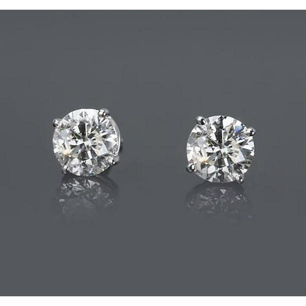 2 CT Four Prong Round Diamond Stud Earring