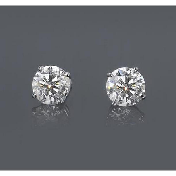 61801 14K White Gold 1.50 CT Basket Type Set Round Diamond Stud Earring