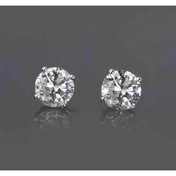 61804 1 CT Round Cut Diamond Stud Earring, 14K White Gold