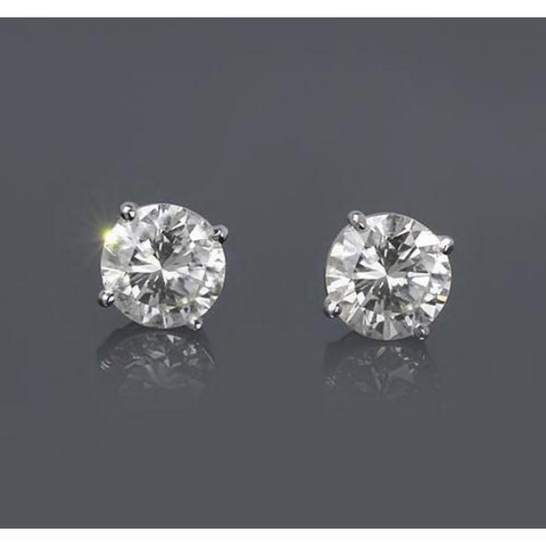 61807 1.50 CT Round Diamond Stud Earring, 14K White Gold