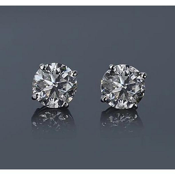 61809 2 CT Four Prong Womens Stud Earring, 14K White Gold