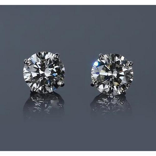 61811 2 CT 14K White Gold Prong Round G SI1 Diamond Stud Earring