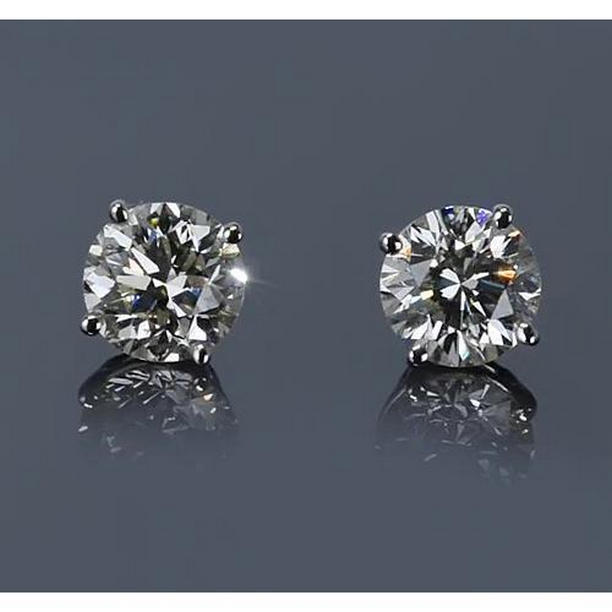 61812 White Gold 2 CT Round Diamond Stud Earrings