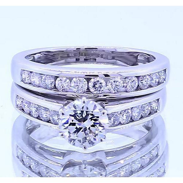 62380 2.51 CT Round Diamond Engagement Ring Set, 14K White Gold - Size 6.5