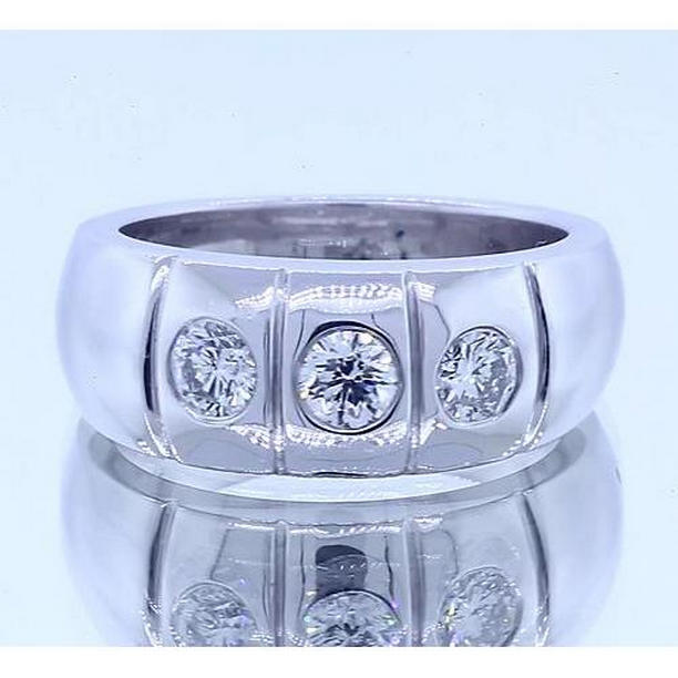62383 0.90 CT 14K White Gold Three Round Diamond Anniversary Band, Size 6.5