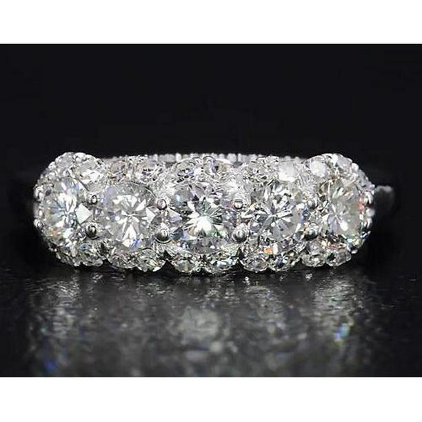 62393 2.50 CT Round Diamond Womens Anniversary Ring, 14K White Gold - Size 6.5