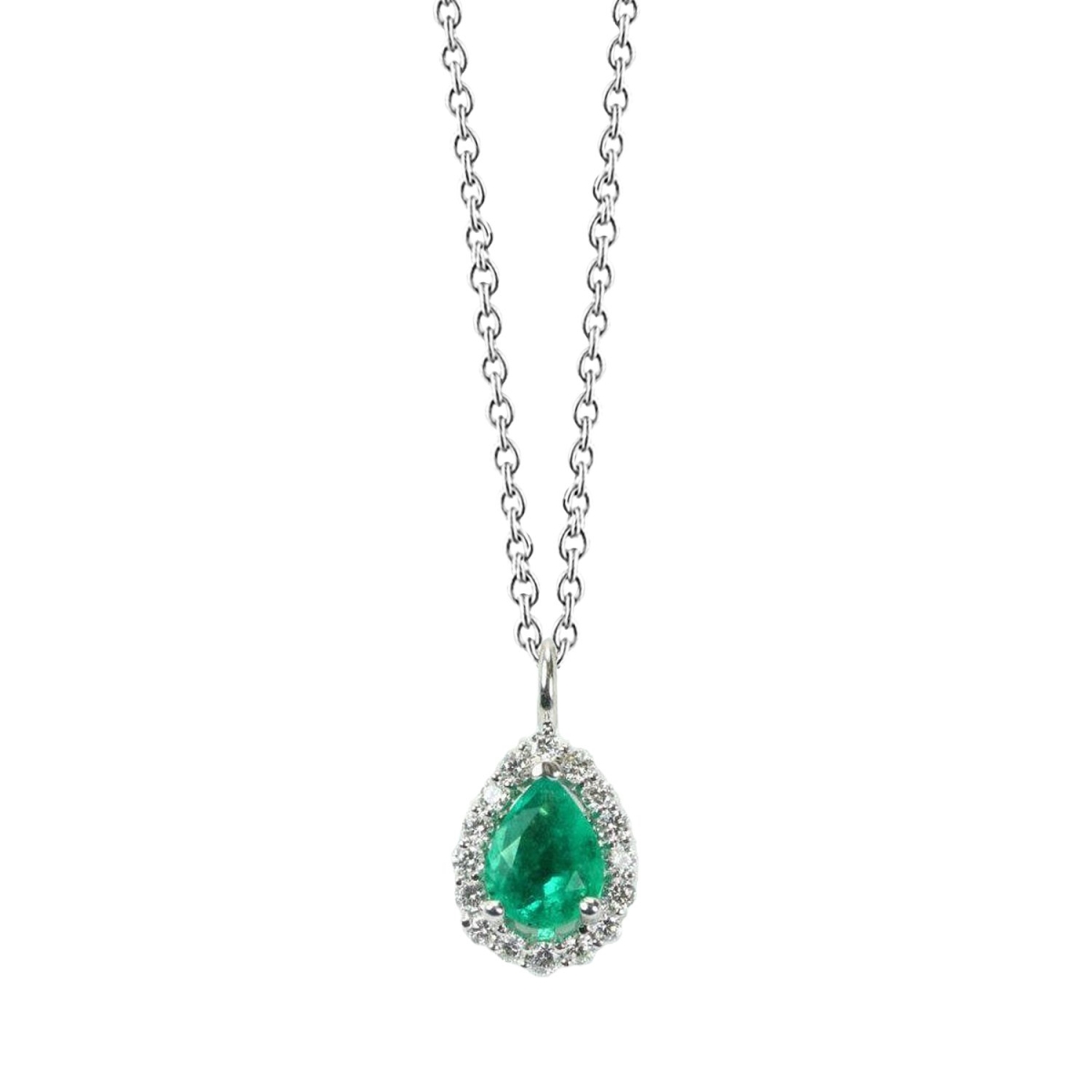 Picture of Harry Chad Enterprises 62408 3.45 CT Emerald & Diamonds Gemstone Pendant Necklace with Chain