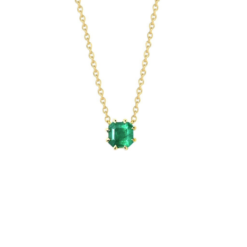 Picture of Harry Chad Enterprises 62414 Solitaire 3 CT Radiant Emerald Pendant Necklace Gemstone Pendant