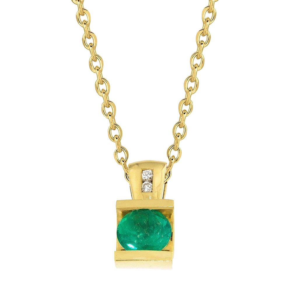Picture of Harry Chad Enterprises 62416 5.10 CT Diamonds & Emerald Gemstone Pendant Necklace