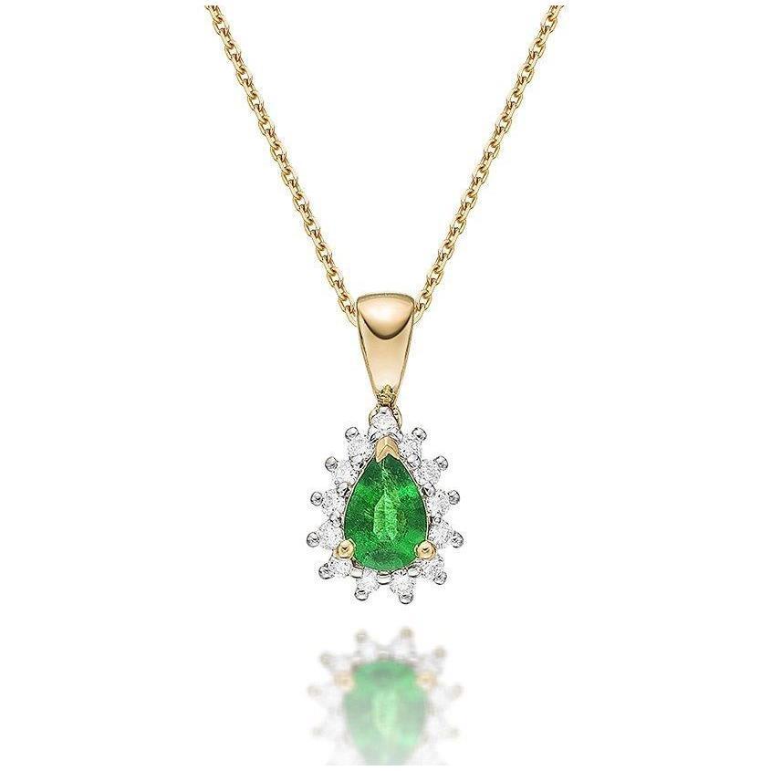 Picture of Harry Chad Enterprises 62420 Two Tone Gold 14K 5.65 CT Emerald & Diamonds Pendant Necklace