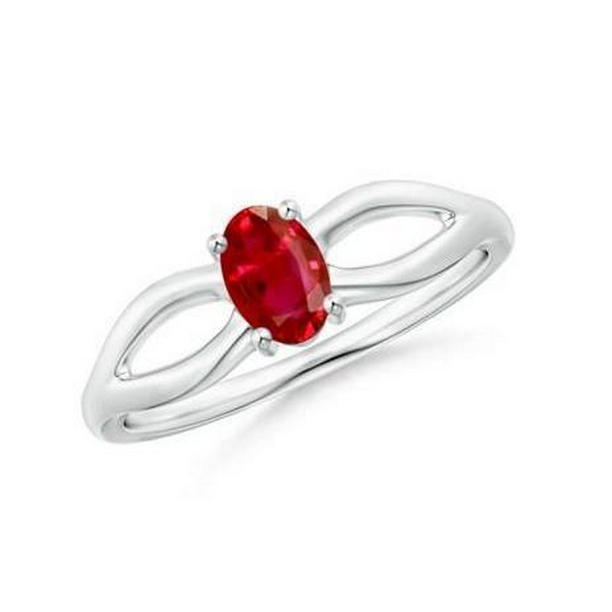 62430 2 CT Solitaire Prong Set Ruby Wedding Ring, 14K White Gold - Size 6.5