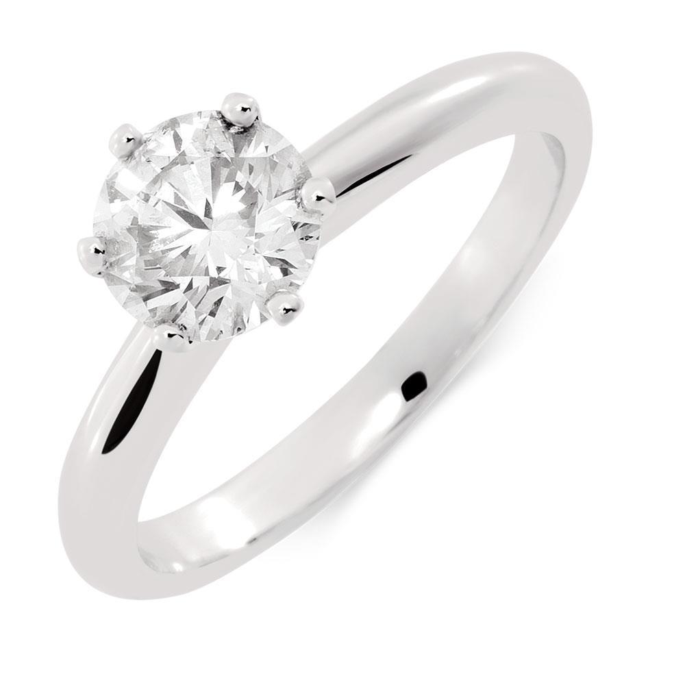 63136 1.20 CT Round Cut Solitaire Diamond Wedding Ring, 14K White Gold - Size 6.5