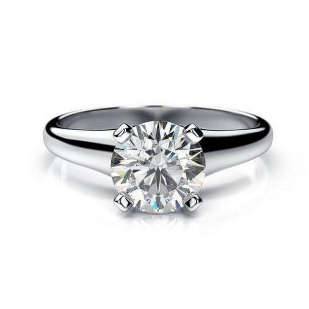 63137 1.50 CT Solitaire Round Cut Diamond Wedding Ring, 14K White Gold - Size 6.5