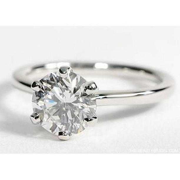 63140 1.50 CT Prong Set Round Cut Solitaire Diamond Wedding Ring, White Gold - Size 6.5