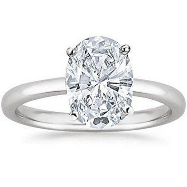 63147 1.50 CT Oval Cut Diamond Solitaire Engagement Ring, 14K White Gold - Size 6.5