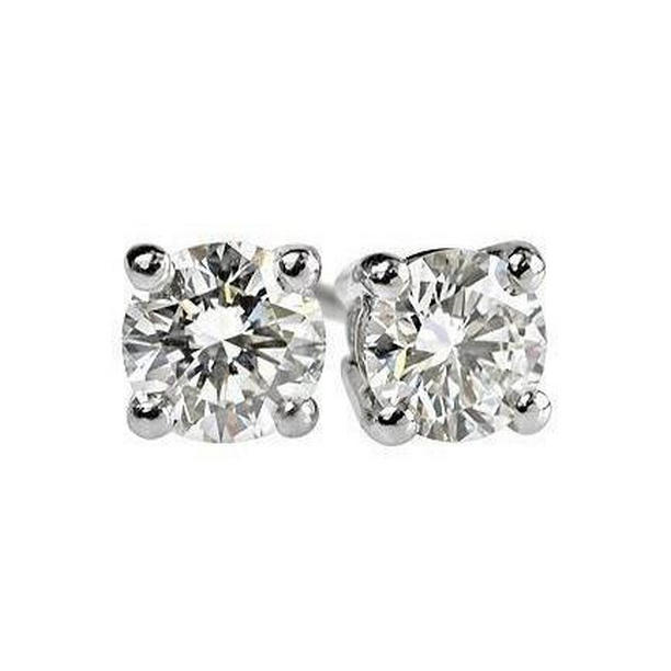63875 2 CT Round Cut Diamond Womens Stud Earrings, 14K White Gold