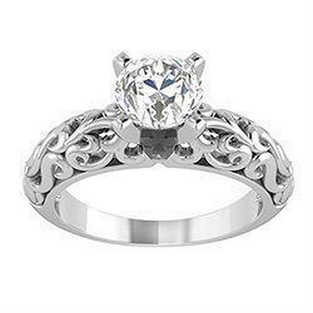 63900 Sparkling 1.50 CT Solitaire Diamond Engagement Ring, White Gold - Size 6.5