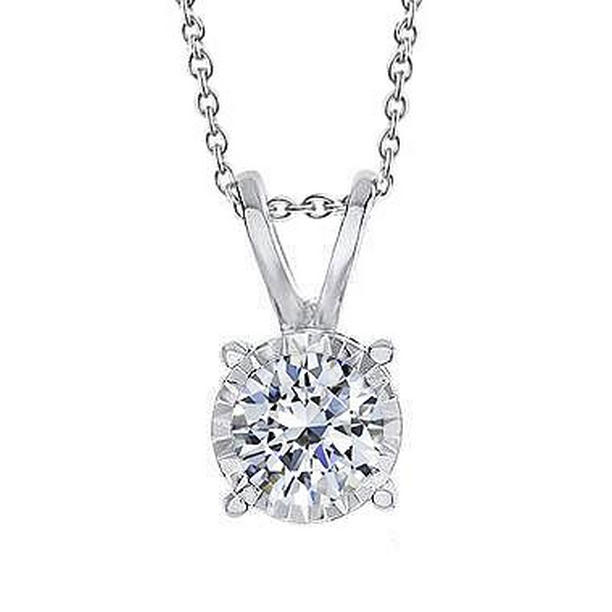 63920 1.25 CT Round Solitaire Diamond Pendant Necklace, White Gold