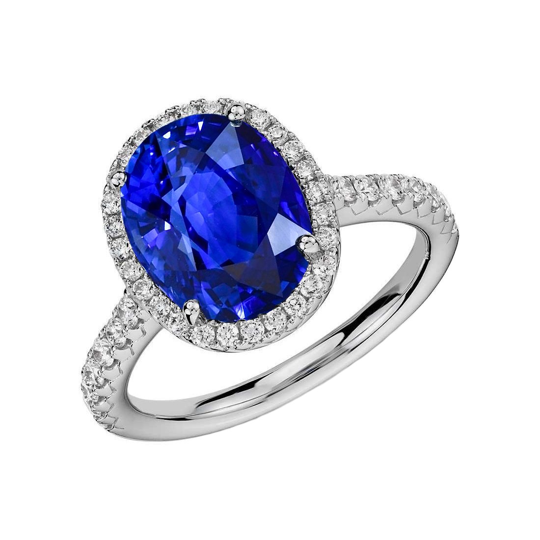 63940 2.45 CT Oval & Round Halo Solid White Gold Diamond Ring, Size 6.5