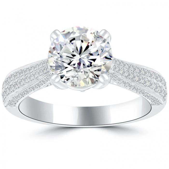 Picture of Harry Chad Enterprises 64551 2.10 CT Solitaire with Accent Diamonds Engagement Ring, 14K Gold - Size 6.5
