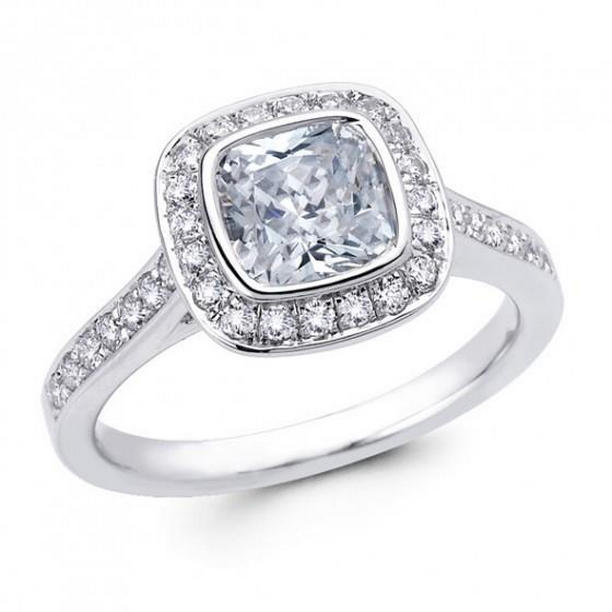 64595 2.50 CT Accented Diamond Halo Ring, 14K White Gold - Size 6.5