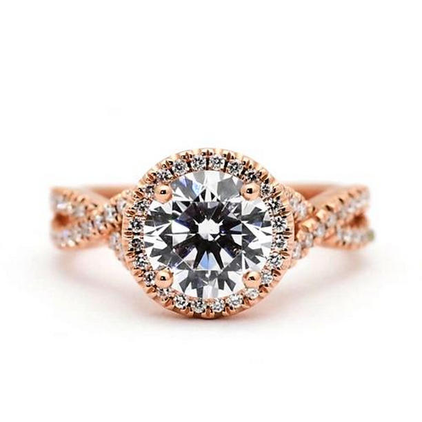 Picture of Harry Chad Enterprises 65390 2.50 CT 14K Rose Gold Round Diamond Engagement Ring, Size 6.5