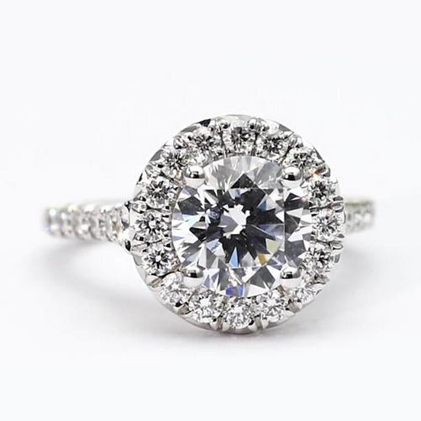 65392 Halo 2.50 CT Round Cut Womens White Gold 14 Diamond Ring, Size 6.5