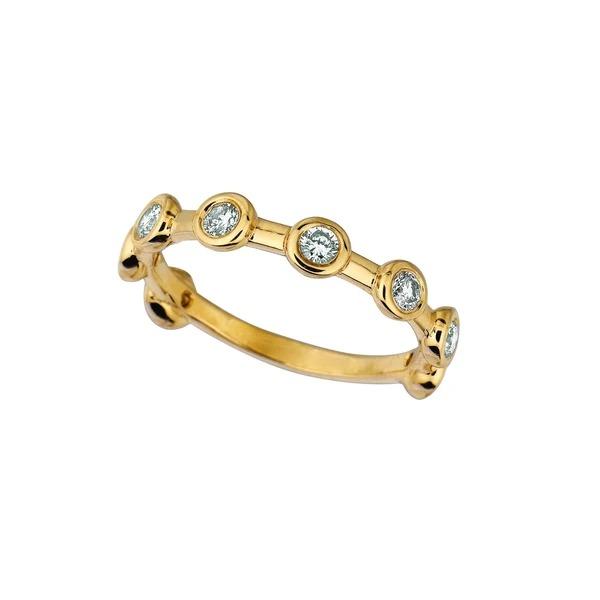 65416 0.50 CT Diamond Half Eternity Band Bezel Set, 14K Yellow Gold - Size 6.5
