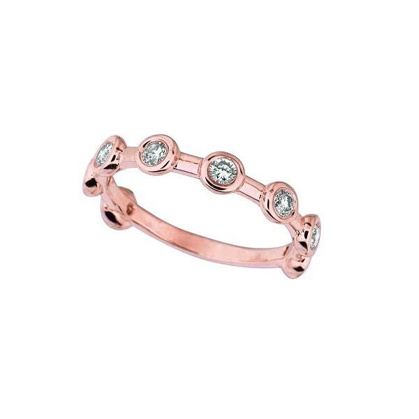 65417 0.50 CT Diamond Half Eternity Band Bezel Set, 14K Rose Gold - Size 6.5