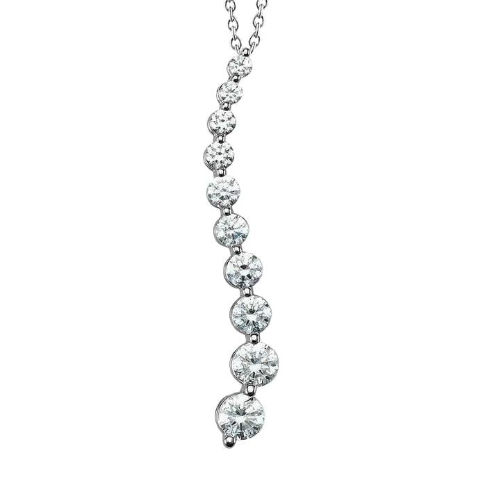 65441 4.30 CT Womens Diamond Slide Journey Pendant, 14K White Gold