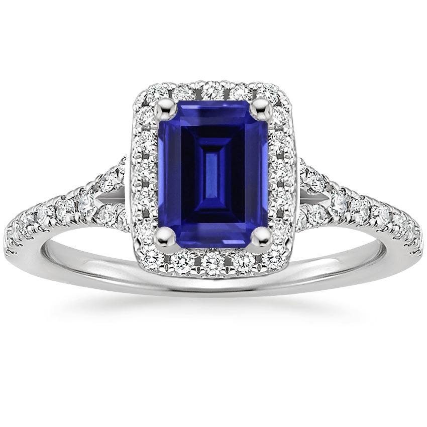 Picture of Harry Chad Enterprises 65469 3 CT Blue Emerald Ceylon Sapphire Diamond Engagement Ring, Size 6.5