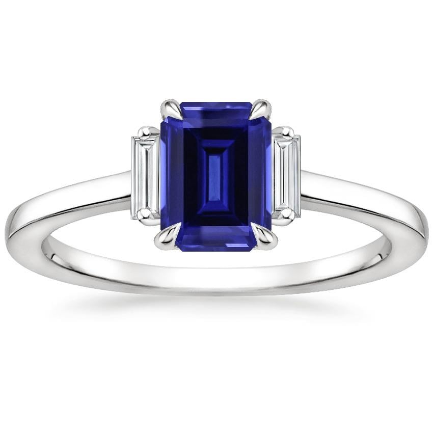 65479 Ceylon Blue Sapphire Diamond 3 Stone Ring 2.50 CT Prong Set, Size 6.5