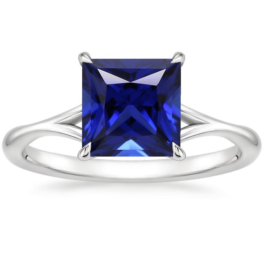 Picture of Harry Chad Enterprises 66010 White Gold Solitaire Princess Blue 5 CT Prong Setting Sapphire Ring&#44; Size 6.5