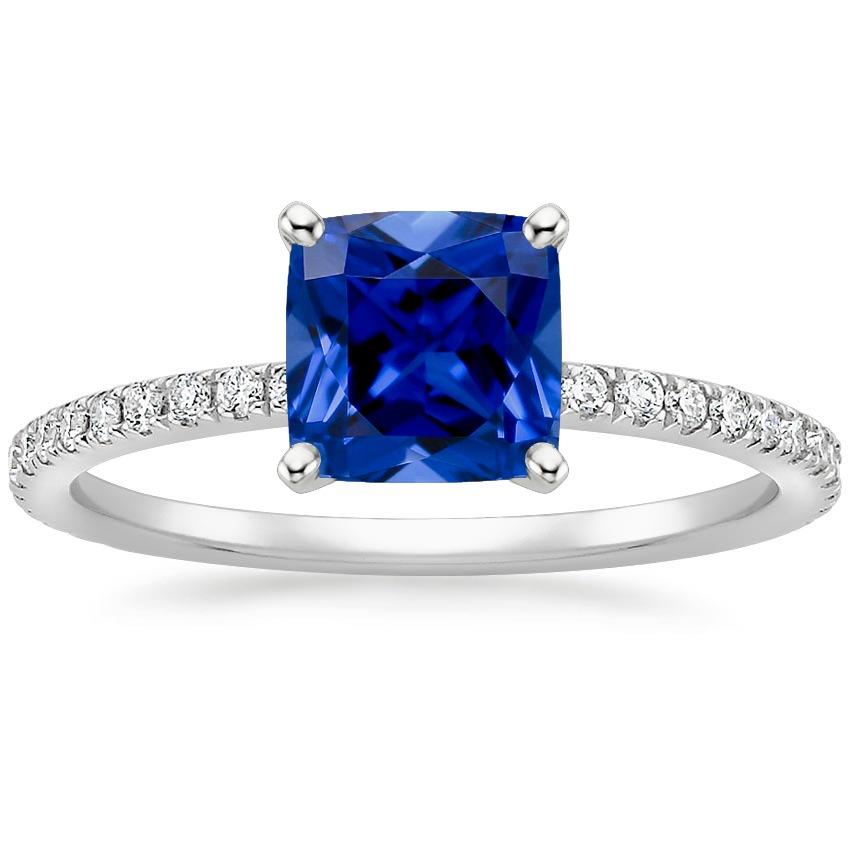 Picture of Harry Chad Enterprises 66014 2.75 CT Cushion Blue Sapphire Diamond Ring with Pave Set Accents&#44; Size 6.5
