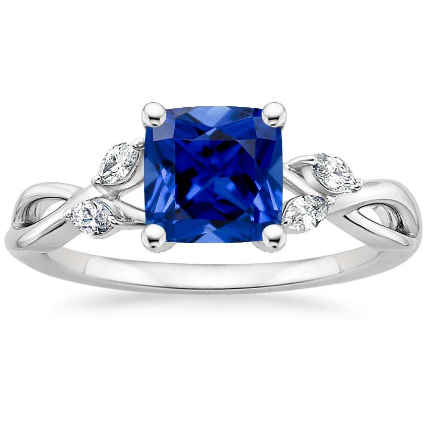 Picture of Harry Chad Enterprises 66015 2.75 CT Womens Diamond Marquise & Cushion Five Stone Sapphire Ring&#44; Size 6.5