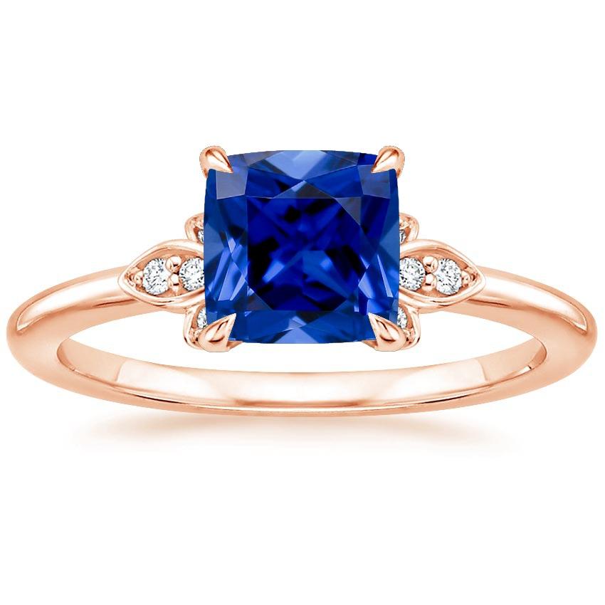 66020 2.50 CT Womens Diamond Gemstone Ring with Cushion Blue Sapphire, Size 6.5